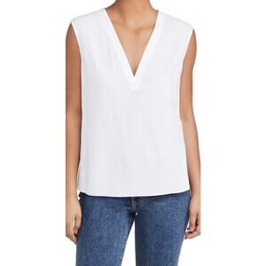 Vince Rib Trim Double V Neck Shell M